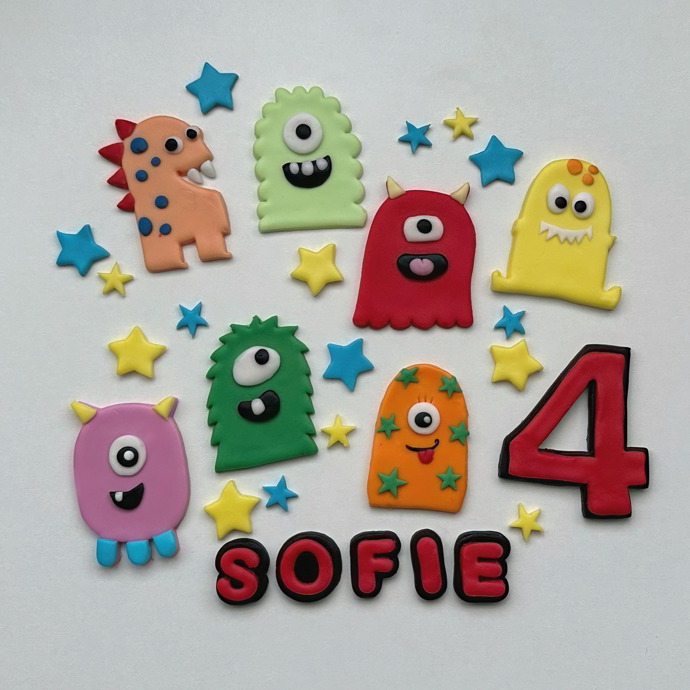 Monsters Cake Toppers Personalised Edible FondantSugar Paste