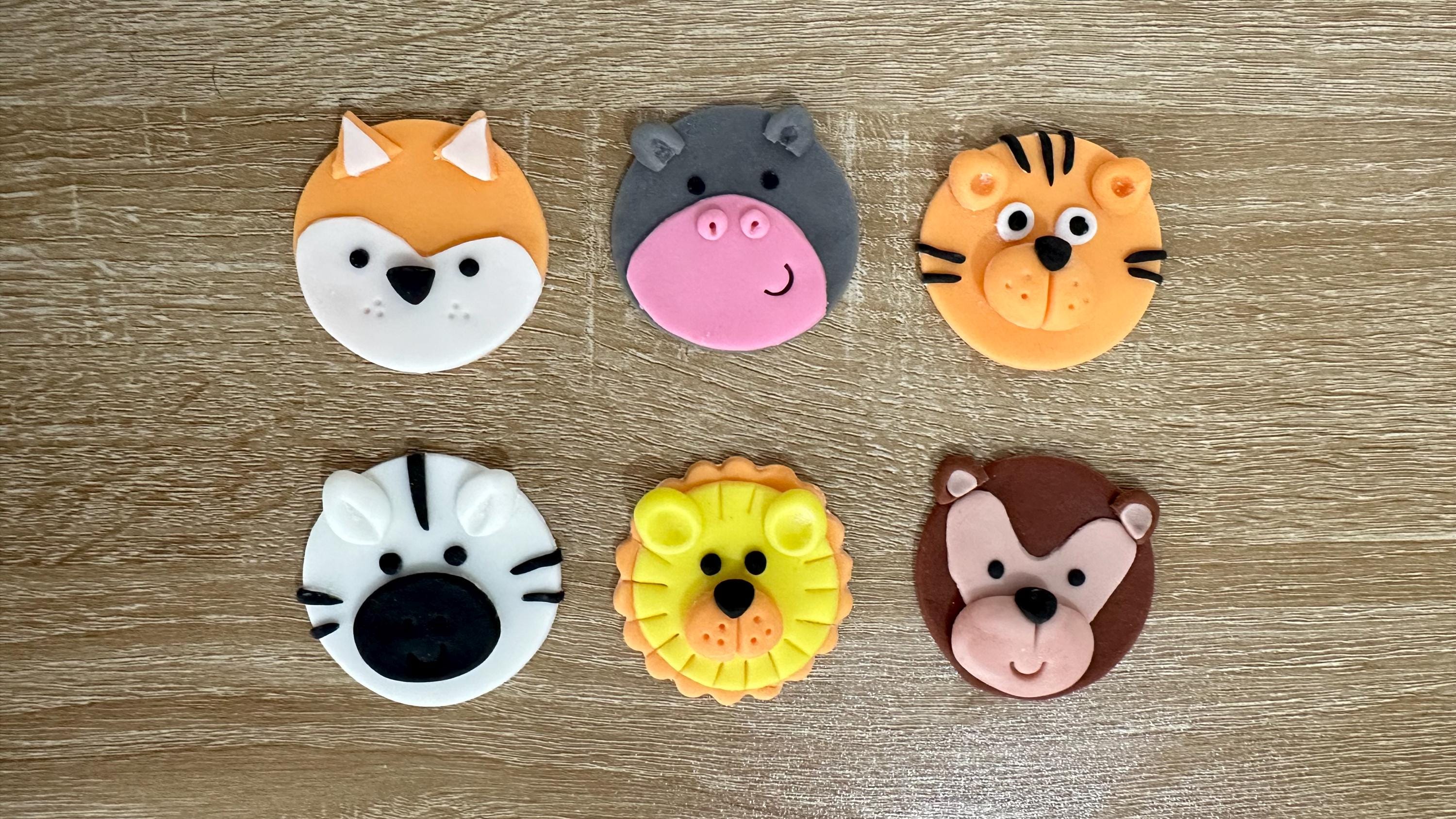 EDIBLE Zoo Animals cupcake toppers set of 6.