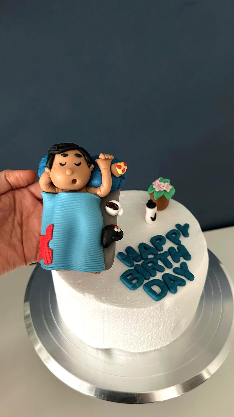 Lazy Topper Handmade Gamer Cake Topper: Lazy Teen Birthday Fondant Figurine - Etsy