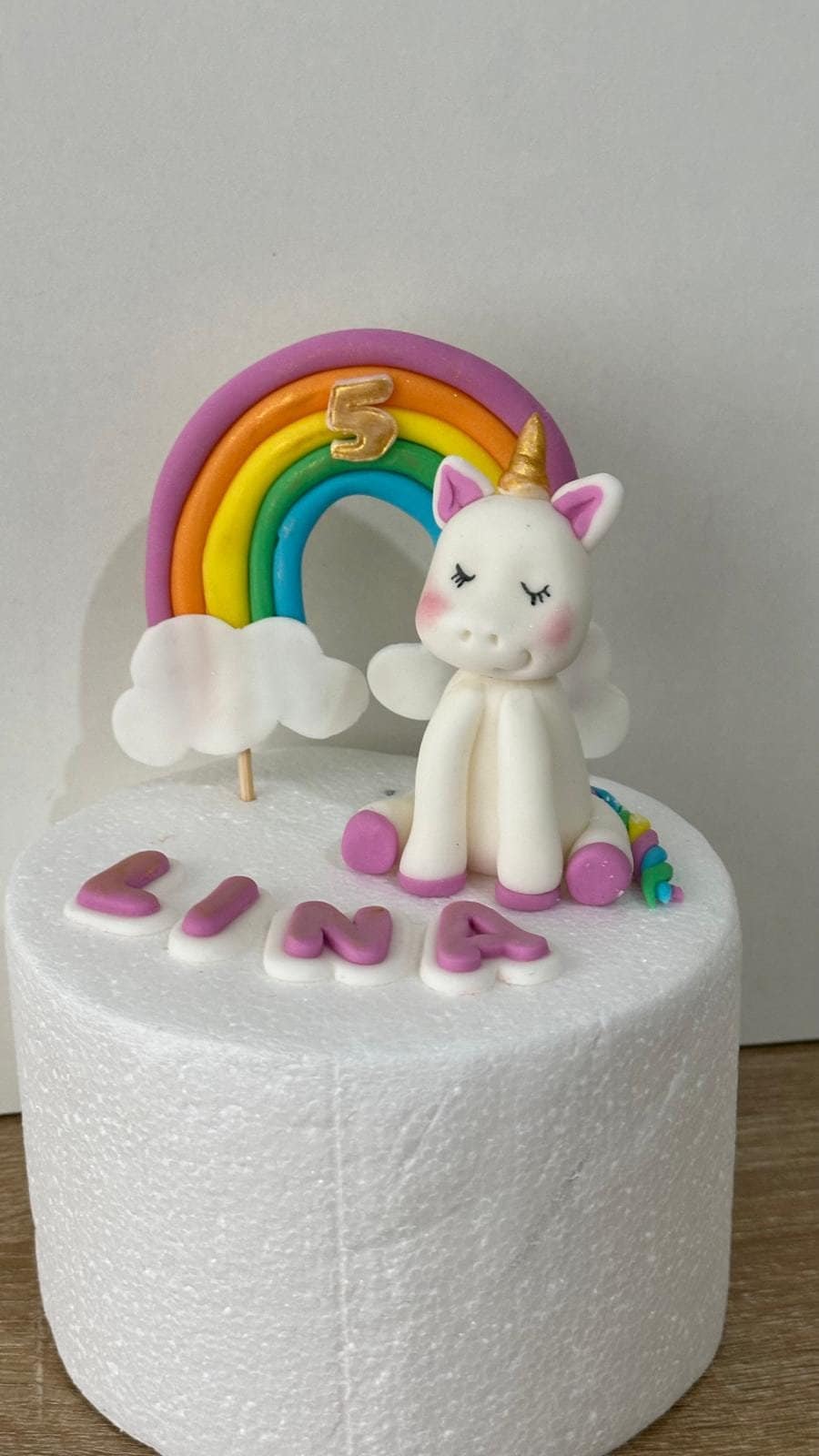 handmade 100% edible Rainbow Unicorn cake topper set.