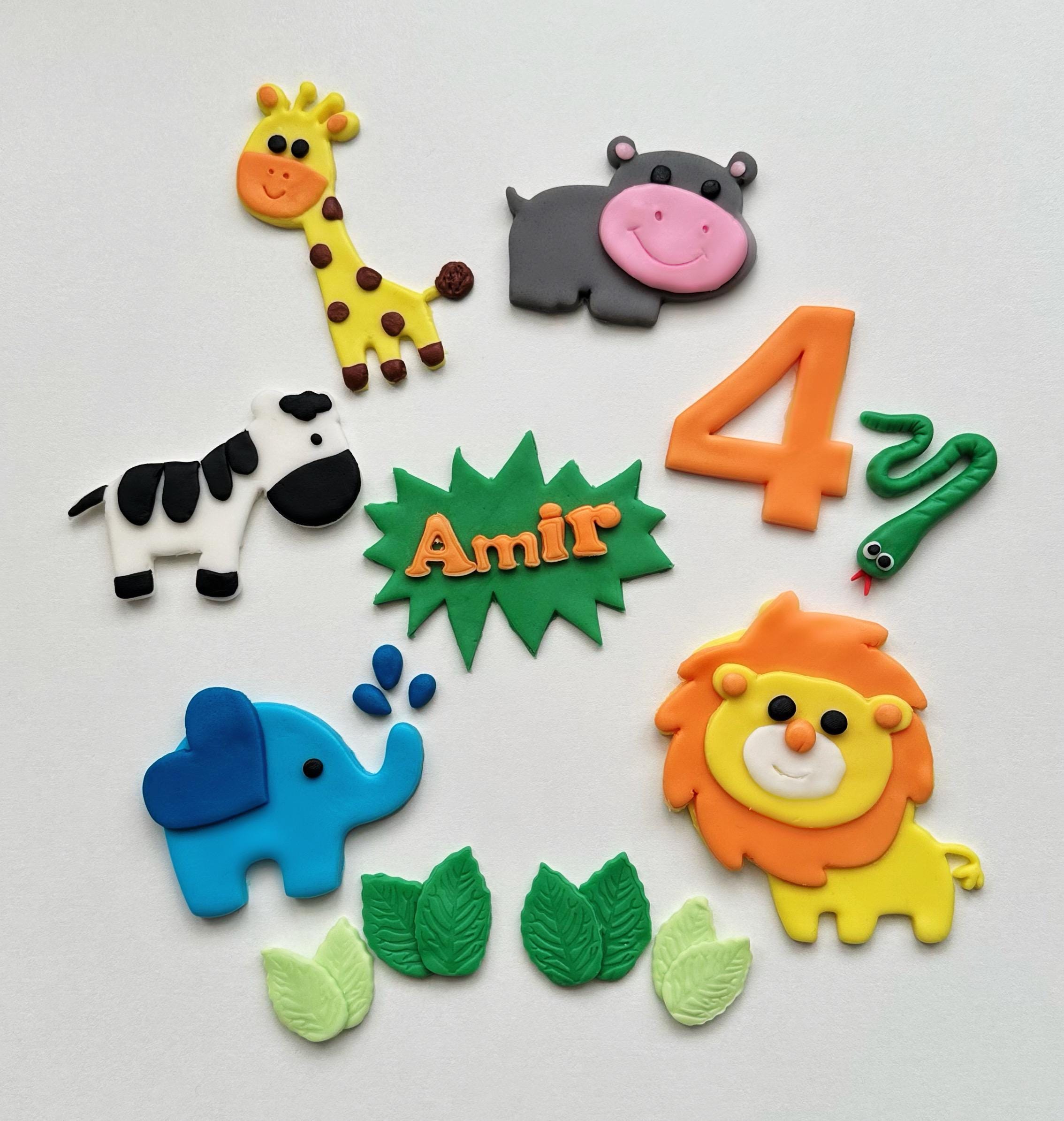 Animals cake topper personalised edible fondantsugar paste