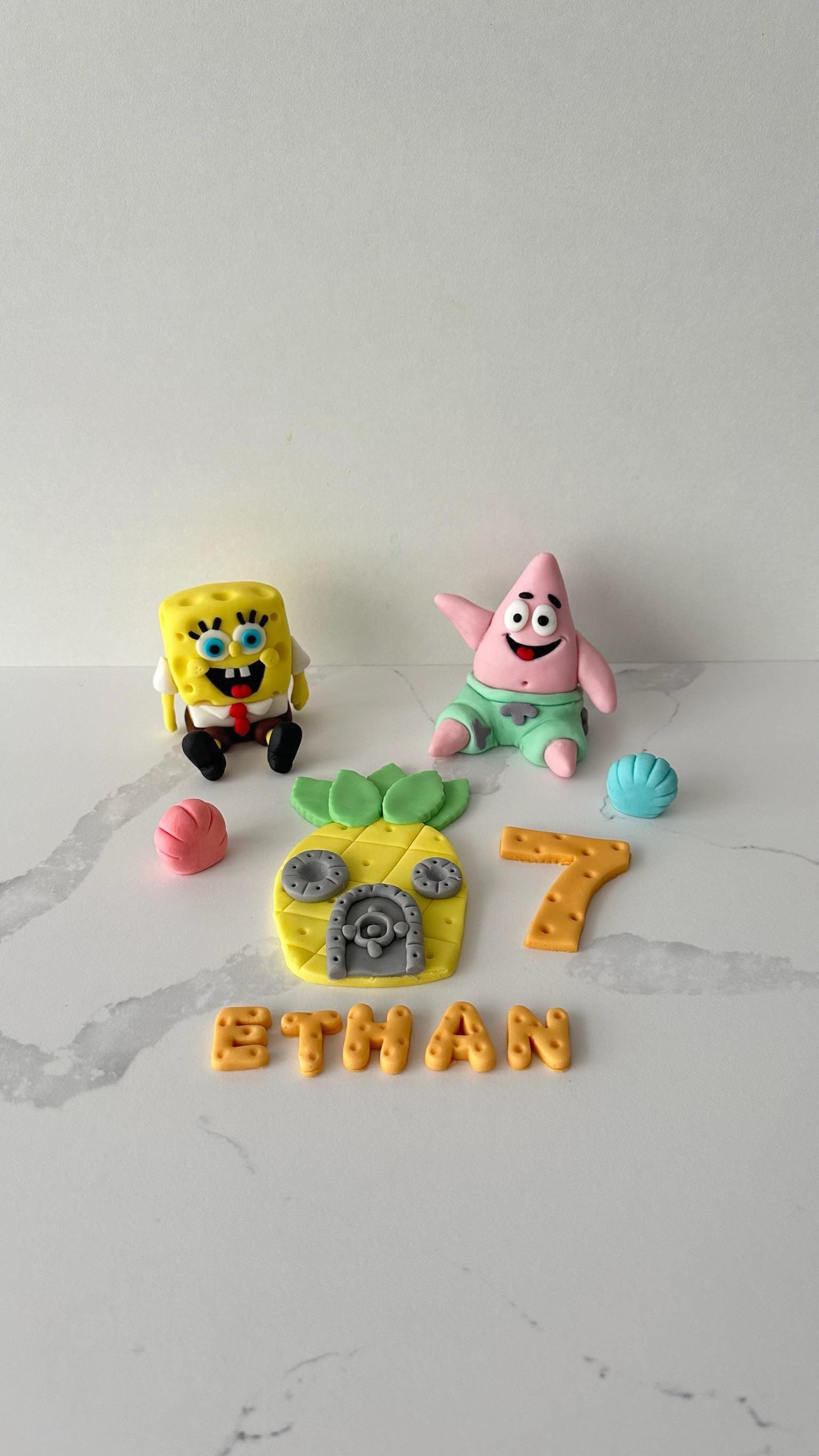 Underwater Theme Cake Toppers "inspired" - Yellow Spong , Pink Star, Pineapple House, Custom Name and age - Not official.