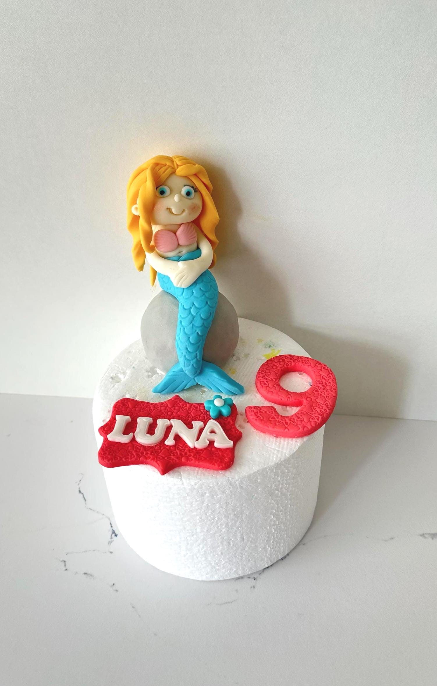 Mermaid Cake Topper With Name and Age - Custom birthday Decoration.