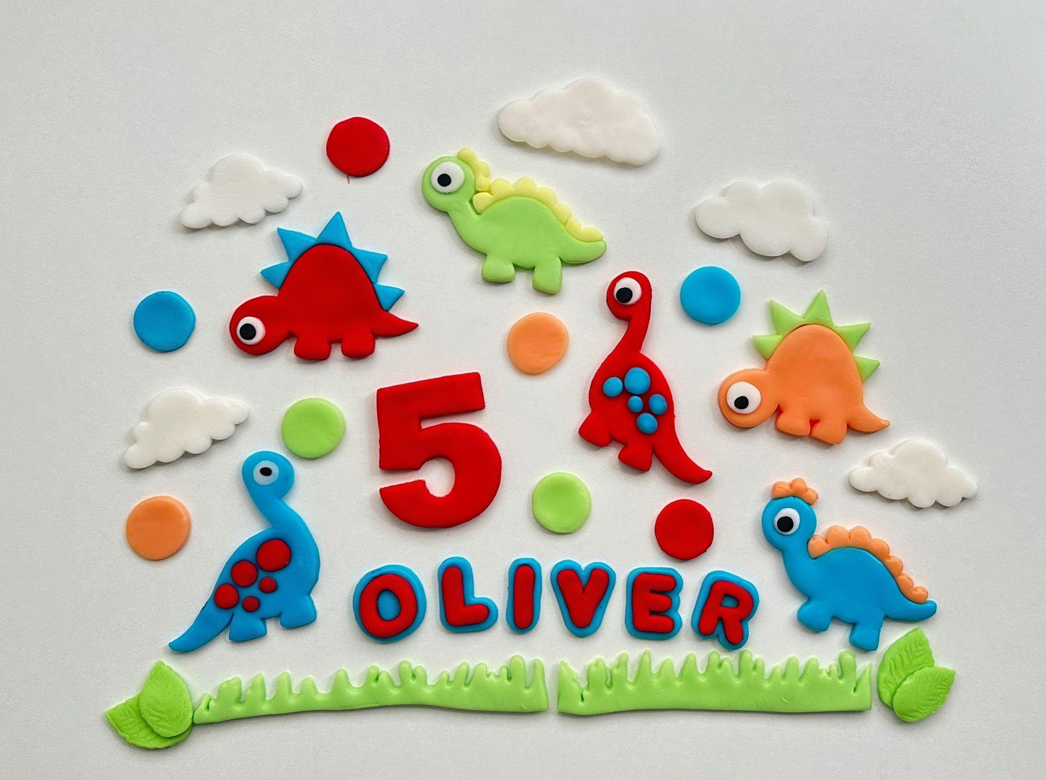 Dinosaur cake topper personalised edible fondantsugar paste