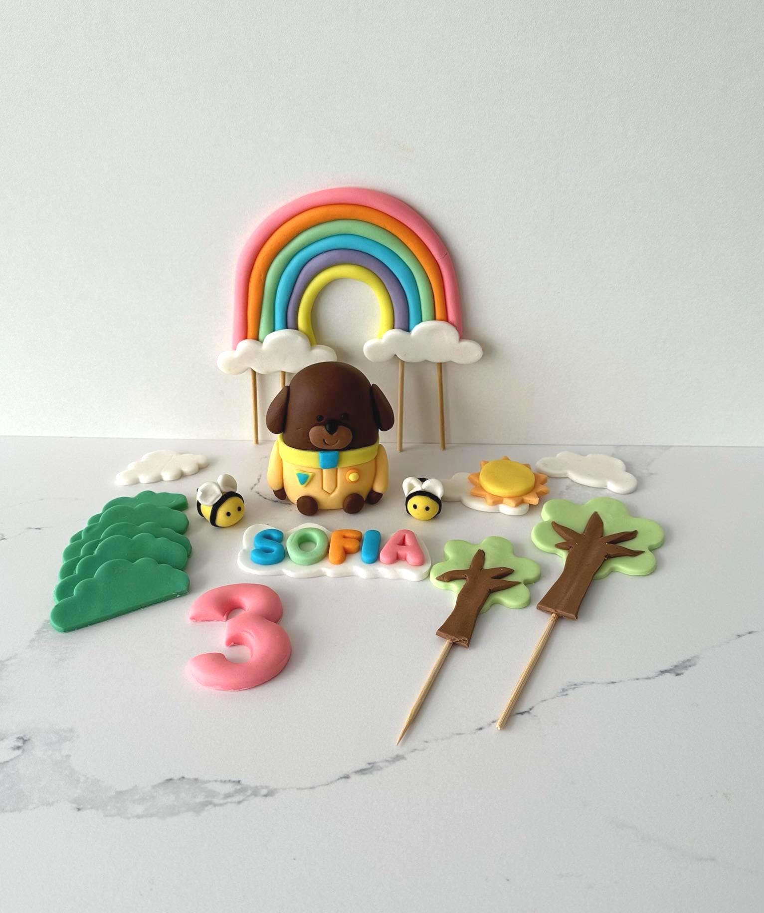 Hey Duggee Cake Topper - Fondant Decoration - Personalised Name and Age.