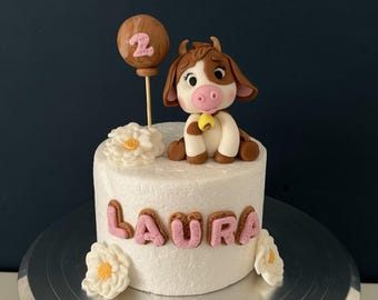 Confezione da 7 decorazioni per torta a forma di mucca da caffè, decorazioni per torta di compleanno con animali della fattoria, decorazioni per feste di compleanno
