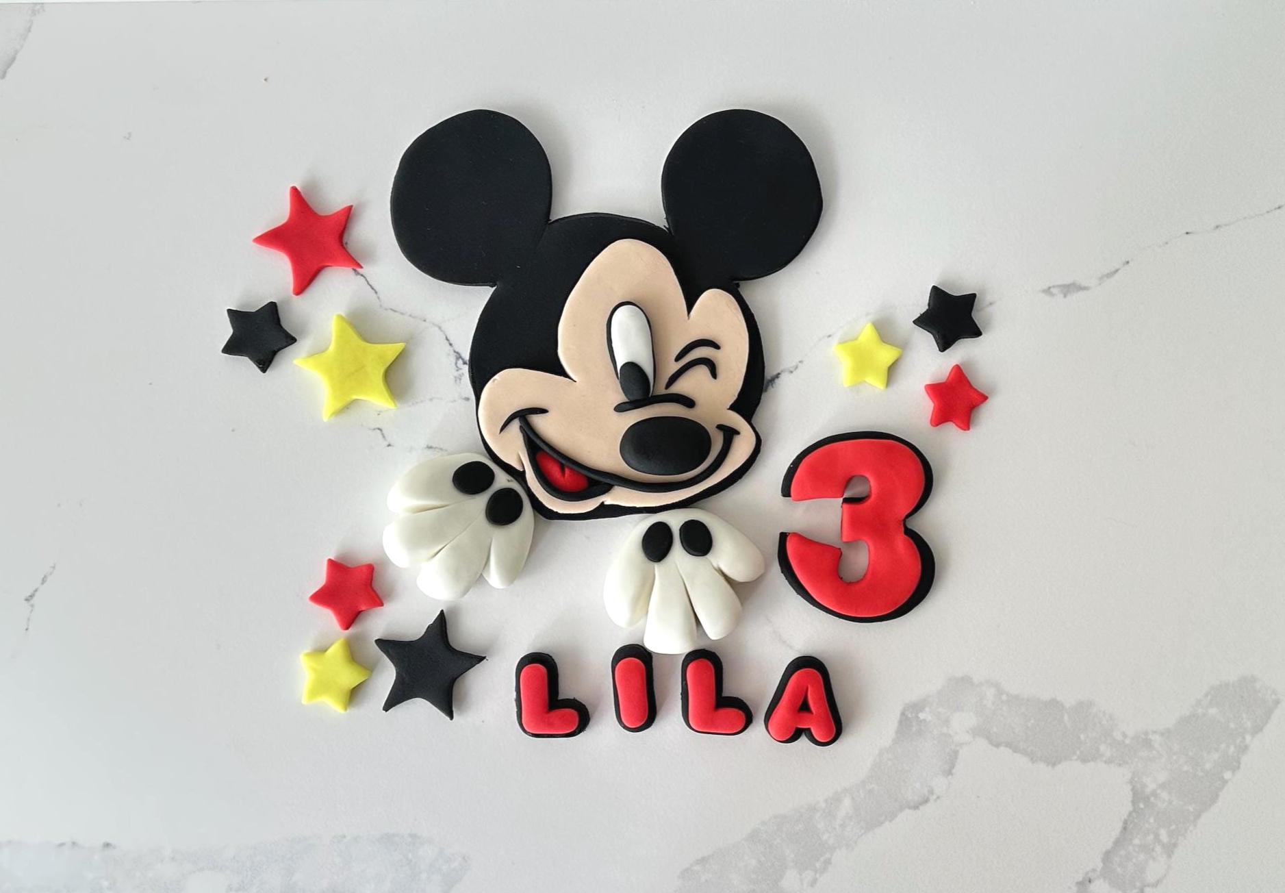 Mickey Mouse - Clubhouse  Fondant Cake Topper - Custom Name and Age - Edible Birthday Decoration.