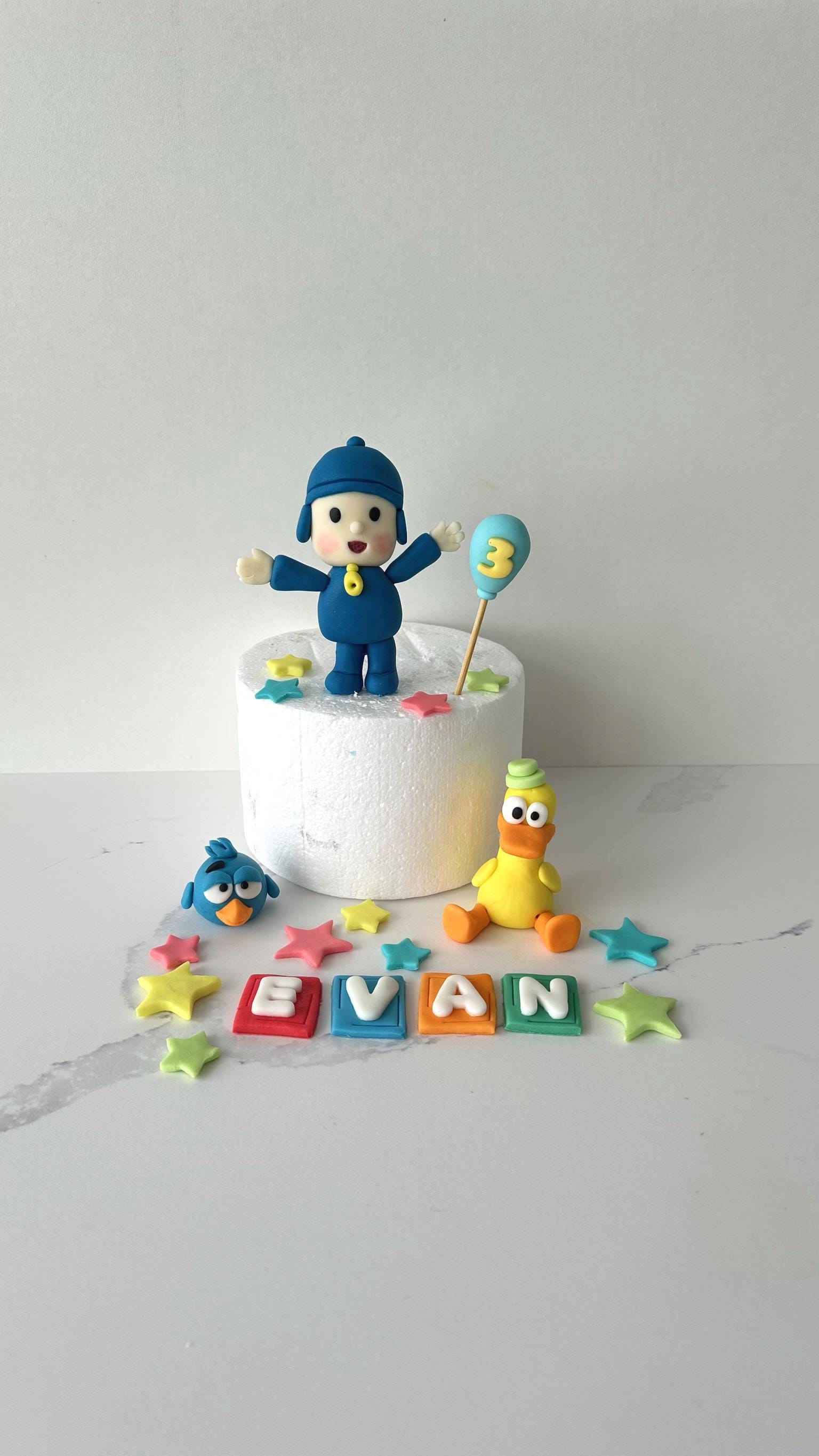 Personalised PocoyoPato Cake Topper - Custom Name and Age - Fondant Birthday Decoration.