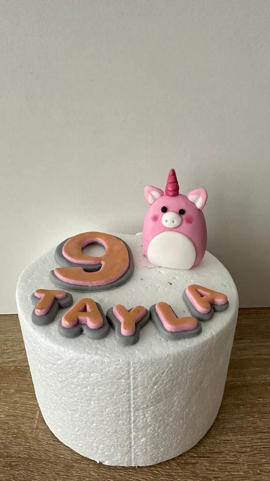 EDIBLE Handmade Squishmallow themed cake topper.