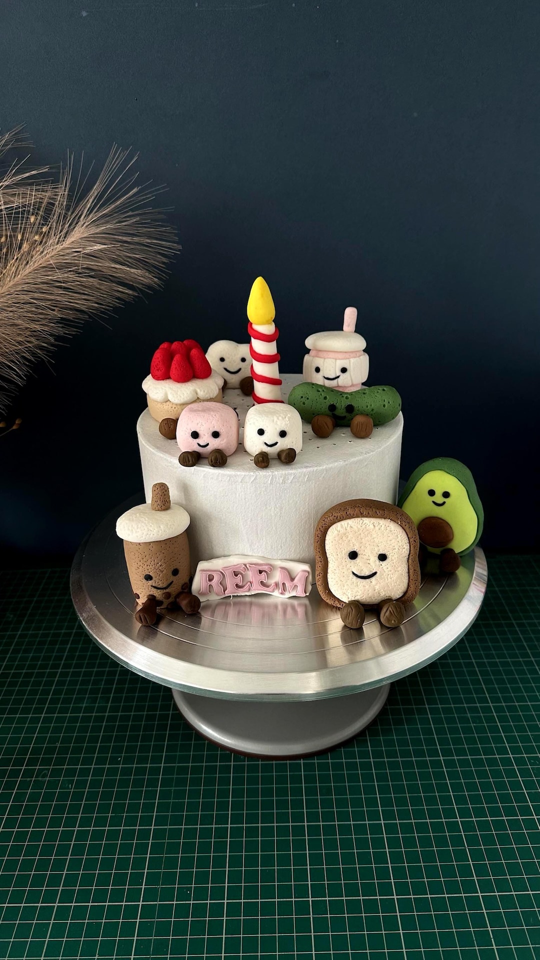 Food Case Topper Personalised Kawaii Food Cake Topper, Custom Name Fondant Decorations ...
