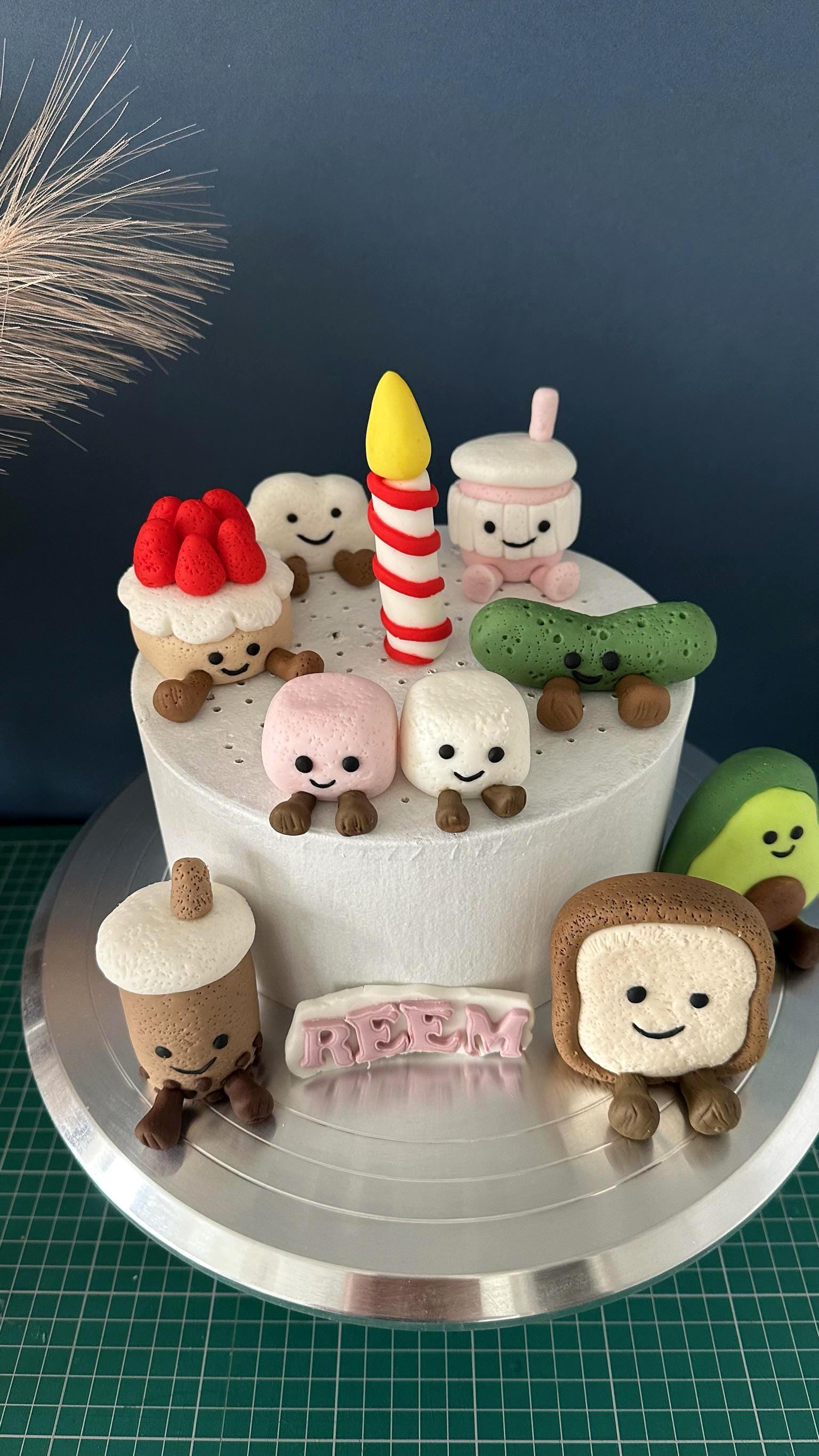 Food Case Topper Personalised Kawaii Food Cake Topper, Custom Name Fondant Decorations ...