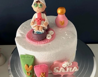 Adorno para tarta de spa hecho a mano con fondant: decoración para fiestas de spa
