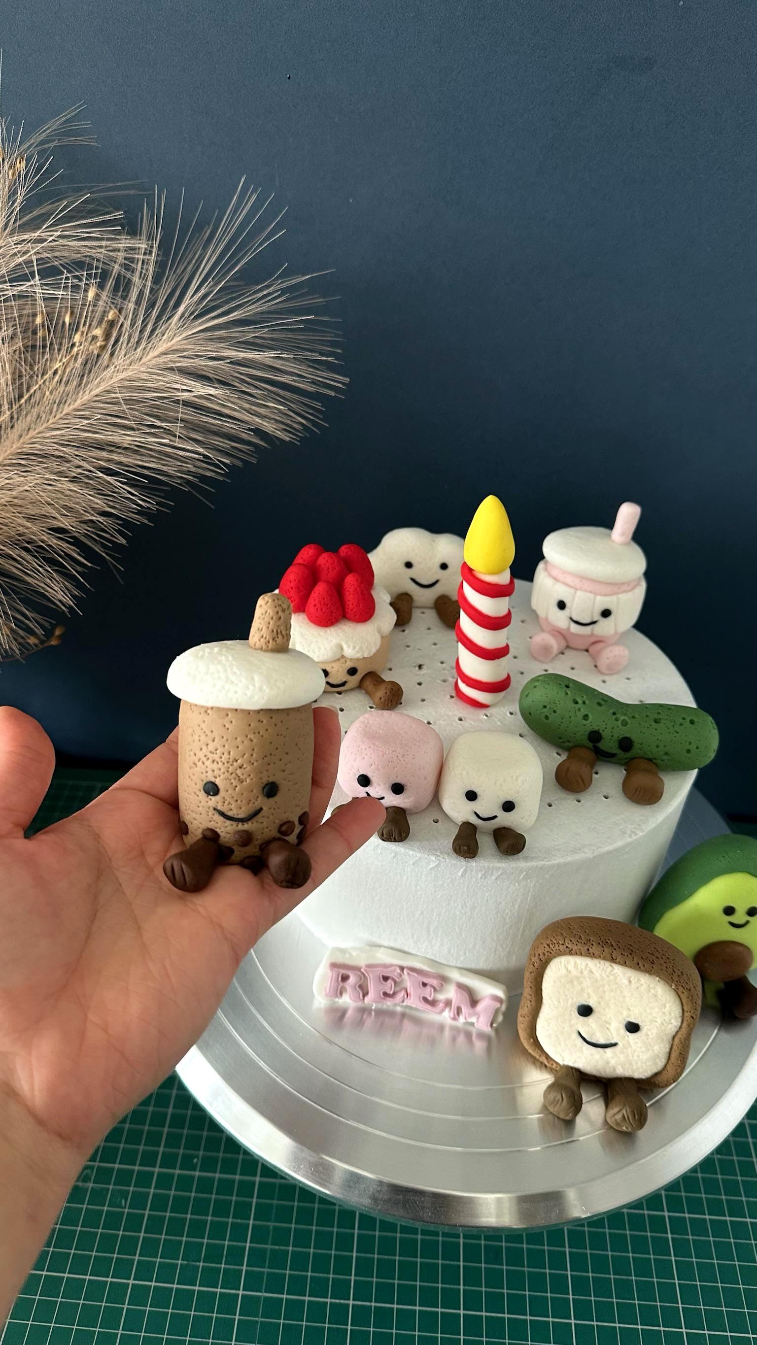 Food Case Topper Personalised Kawaii Food Cake Topper, Custom Name Fondant Decorations ...