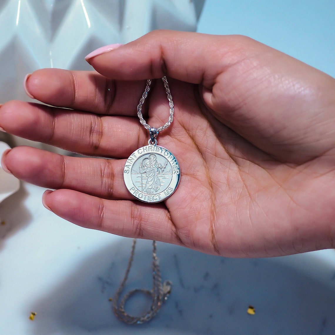 St Christopher Necklace, Saint Christopher Necklace, Saint Christopher