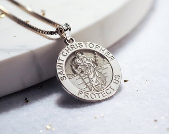 Collar de San Cristóbal, collar de San Cristóbal, medalla de San Cristóbal, medalla religiosa patrona de San Cristóbal