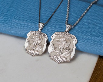 Saint michael personalisierte Polizeiabzeichen mit Abteilung & Abzeichen Nummer
