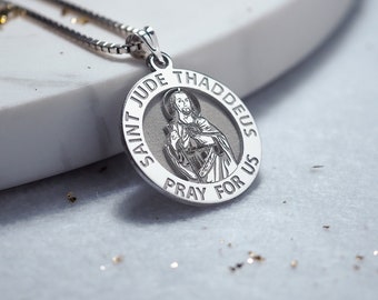 St jude necklace, st jude medal, saint jude necklace, patron saint jude pendant, st jude thaddeus necklace