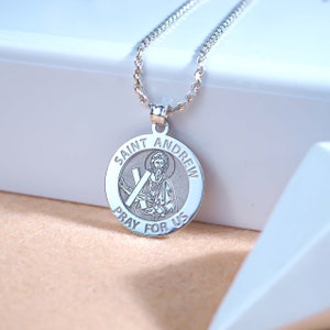 Medalha de Santo André, colar redondo de medalha religiosa de Santo André