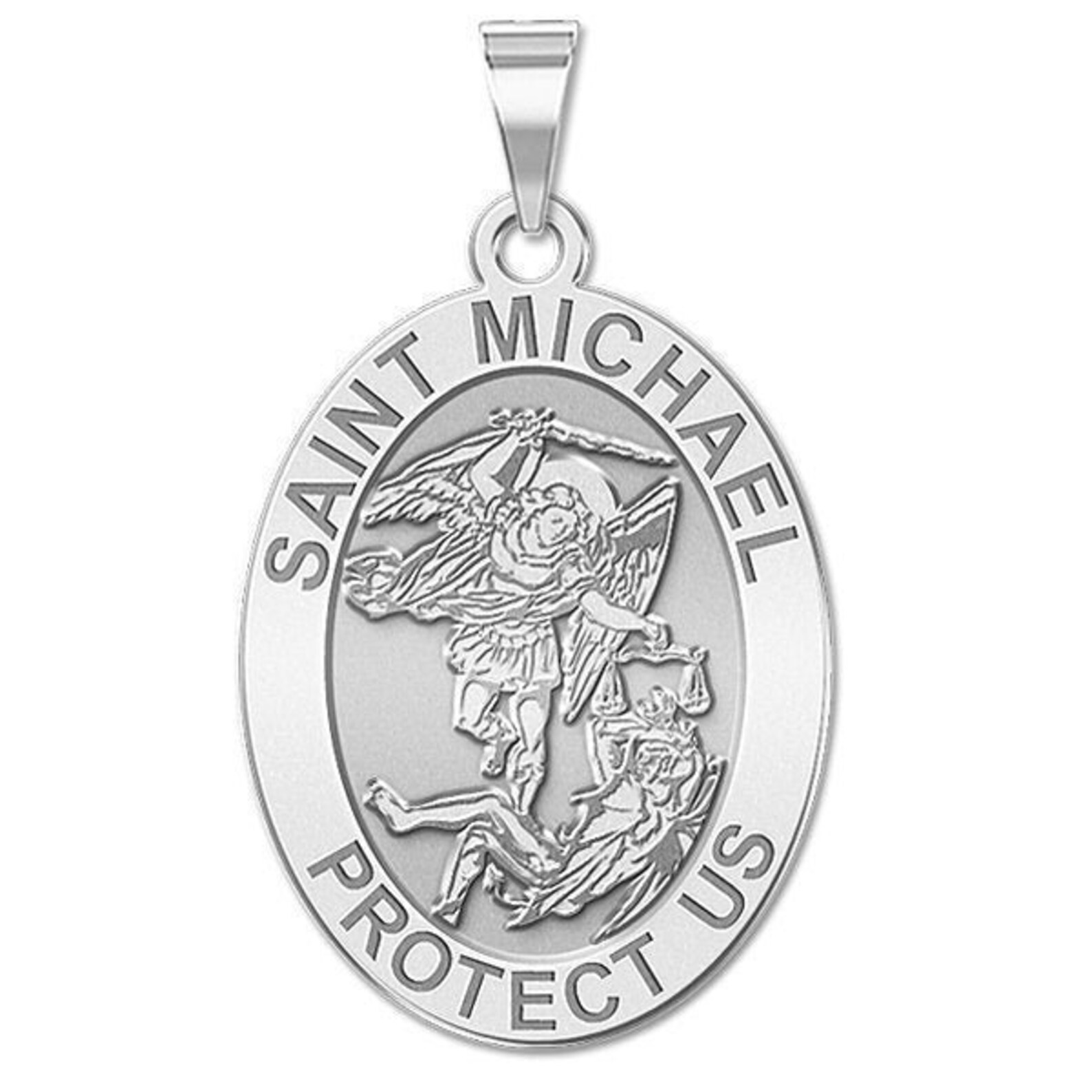 St Michael Pendant, Saint Michael Medal Necklace, Oval Saint Michael Necklace Medal, Gold