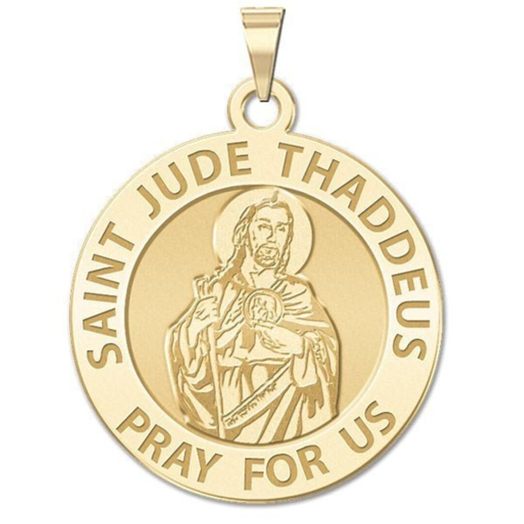 Solid 14k Gold Saint Jude Round Religious Medal - Etsy