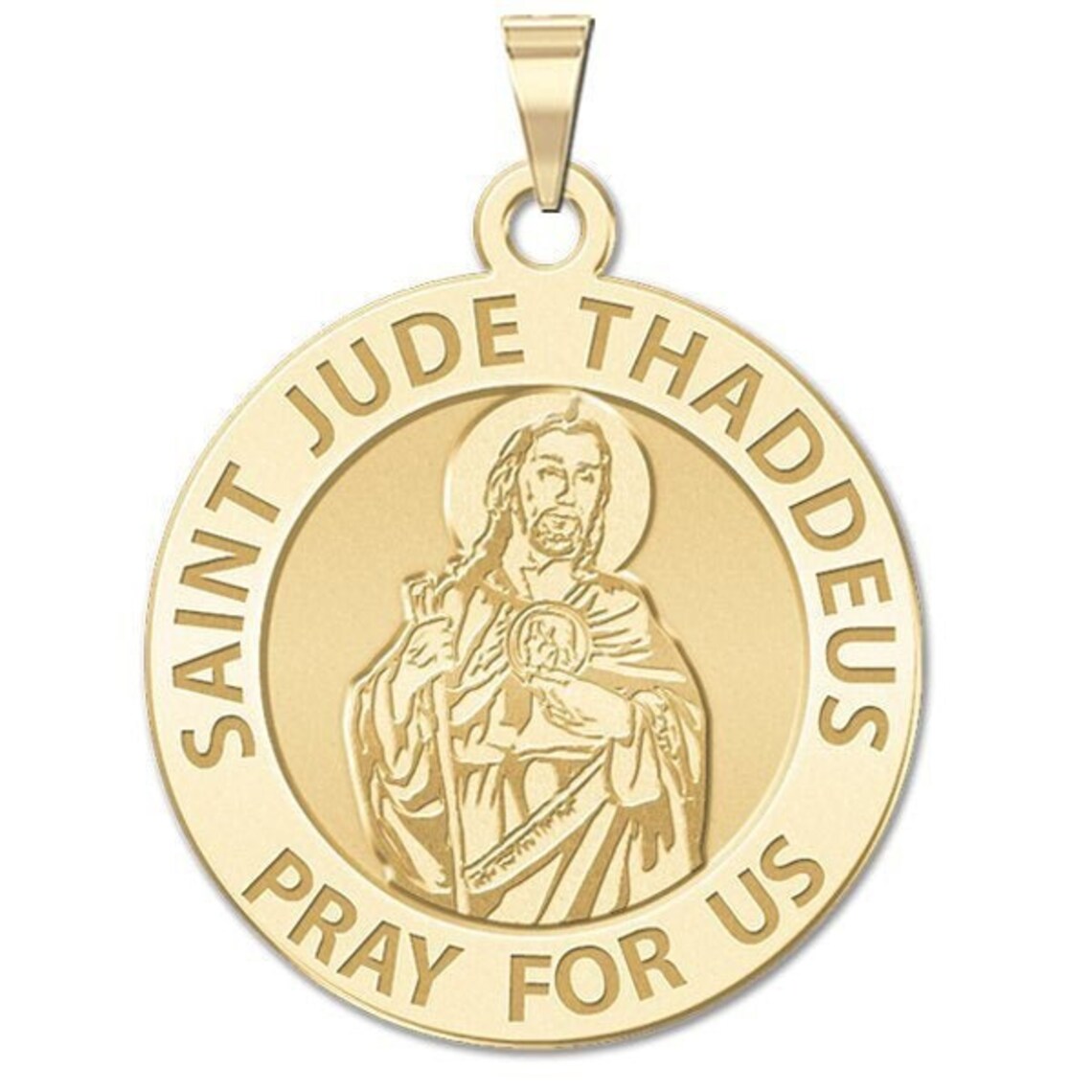 Solid 14k Gold Saint Jude Round Religious Medal - Etsy