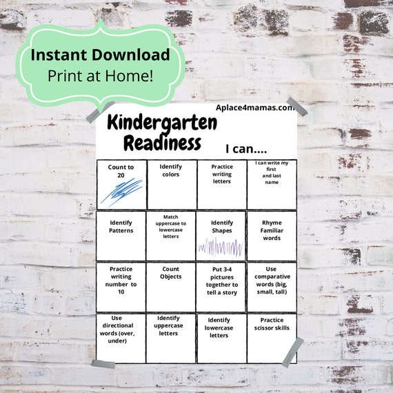 Kindergarten Readiness Chart Kindergarten Skills Pre K Etsy Canada