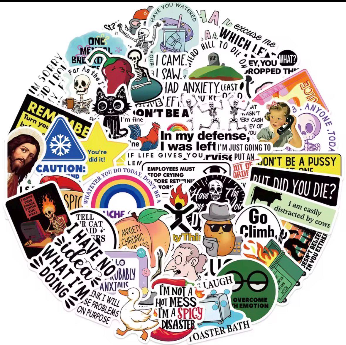 Funny Sarcastic Sticker Pack | Mental Health, Anxiety & Dark Humor - Etsy