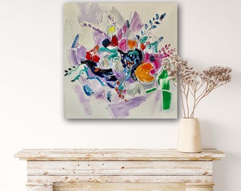 Abstract Peonies Oil Painting On Canvas Still Life Original Art Floral Artwork Flower Painting Impasto Textured Personalized gift by Fusion