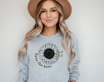 Save The Bees Sweater, Plant These, Bee Sweatshirt, Beekeeper Gift, Wildflower Tee, Cute Bee Shirt, Bees and Flowers Shirt, Sunflower Shirt