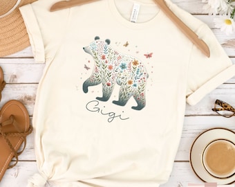 Custom Grandma Gift, Personalized Grandma Floral Bear Shirt, Meemaw Shirt, Nana Shirt, Gigi, Gift For Mimi, Mothers Day Gift, Birthday Gift