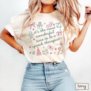 Speech Therapy Christmas Comfort Colors Shirt, Speech Therapist Holiday Shirts, Cute Winter Speech Pathology SLP, Communication T-Shirt