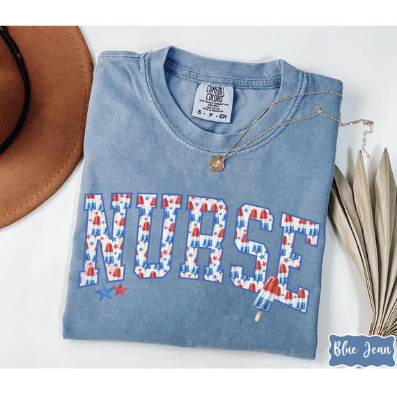 Nurse Comfort Colors 4th Of July Shirt, Red White Blue Shirt, Patriotic Nurse Shirt, Gift For Registered Nurse, ER Nurse Appreciation Tee
