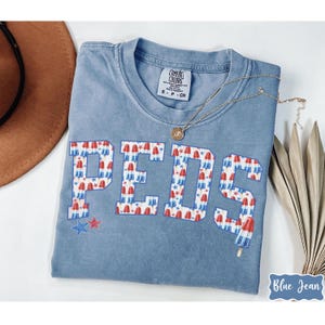 Pediatric Crew 4th of July Comfort Colors® Shirt, Patriotic PEDS Team Shirts, Cute PEDS Nurse Shirt, Registered Nurse Gift, ER Nurse Tee