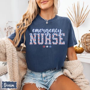ER Nurse Stars Comfort Colors®  Shirt, Patriotic  4th of July Nurse Shirt, Red White Blue ED Nurse, Gift For Emergency Department Nurse Grad