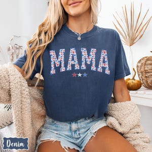 Mama Comfort Colors® Stars Shirt, Patriotic 4th of July Mom, Baby Shower New Mom Gift, Pregnancy Announcement, Best Mom Ever, Gift For Her