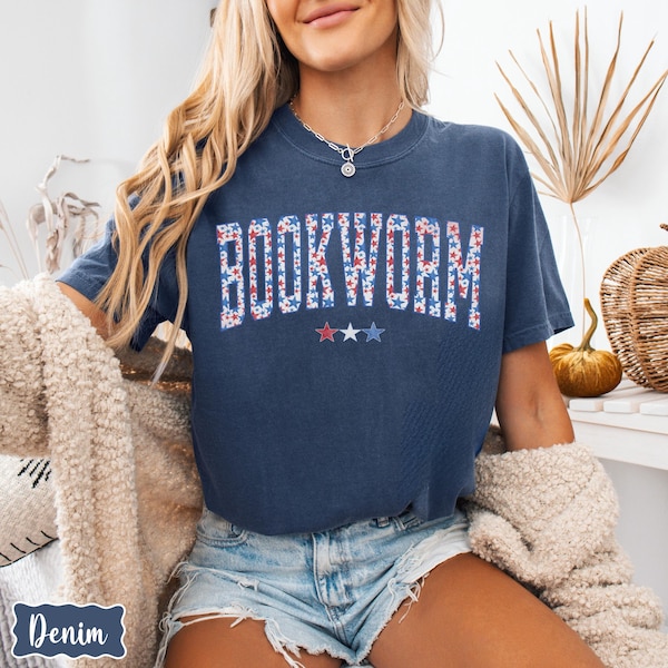 Bookworm Comfort Colors® Stars Shirt, Patriotic 4th of July Teacher Shirt, Librarian Shirt, Reading Lover, Book Lover Gift, Banned Books