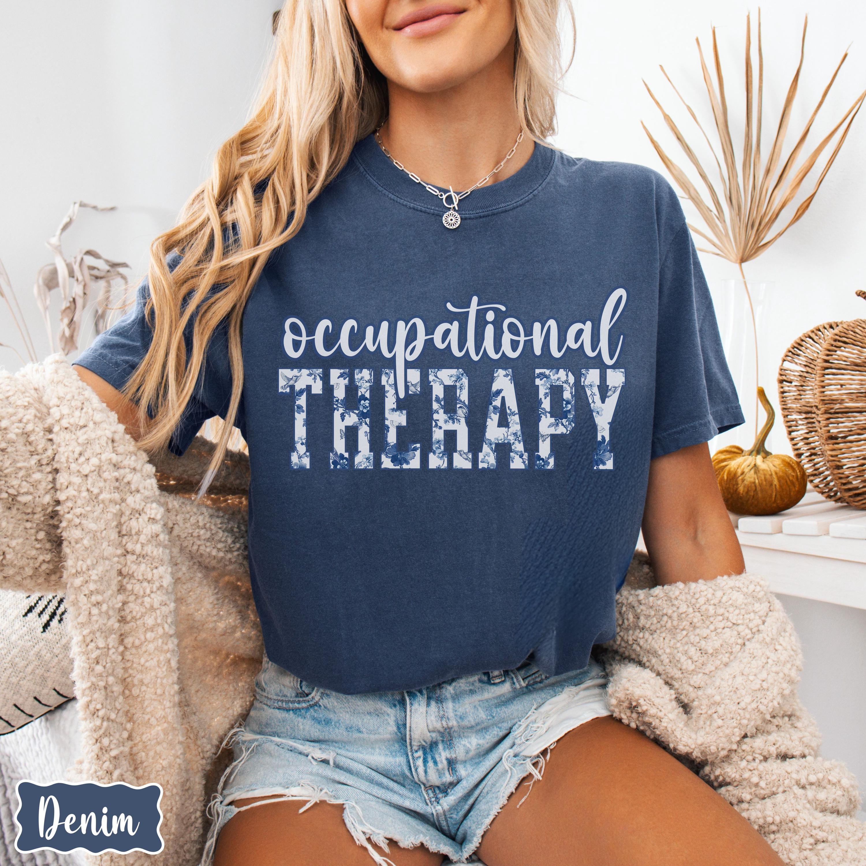 Occupational Therapy Comfort Colors® Floral Shirt, Blue Toile Wildflower Shirt, Occupational Therapist, Gift For OT, Special Education SPED