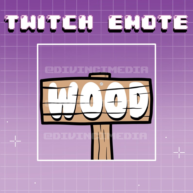 Wood Sign Text Twitch Emote Wooden Timber Cartoon Tree Lumber Etsy