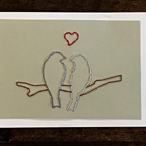Love Birds A2 Modello di ricamo a mano da scaricare / Ricamo su carta / Decorazione per la casa