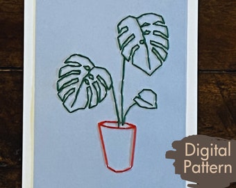 Monstera A2 Digital Pattern Download  |  Paper Embroidery  |  Home Decor