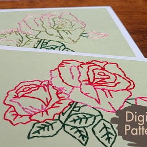Rose Card A2 handborduurpatroon downloaden | Papierborduurwerk | Huisdecoratie