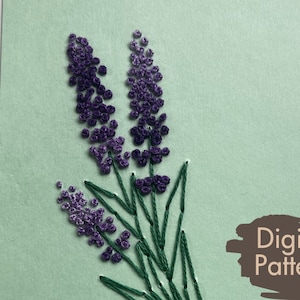 Lavendel Karte A2 Hand-Stickmuster Download | Papierstickerei | Wohndekor