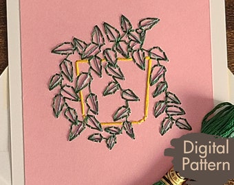 Inch Plant Card A2 Digital Pattern Download  |  Paper Embroidery  |  Home Decor