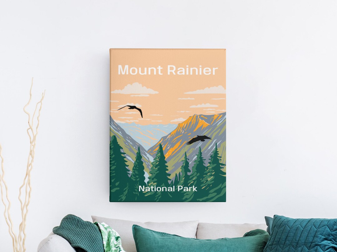 Mount Rainier National Park Printable Wall Art, Mount Rainier Printable Art, Mount Rainier ...