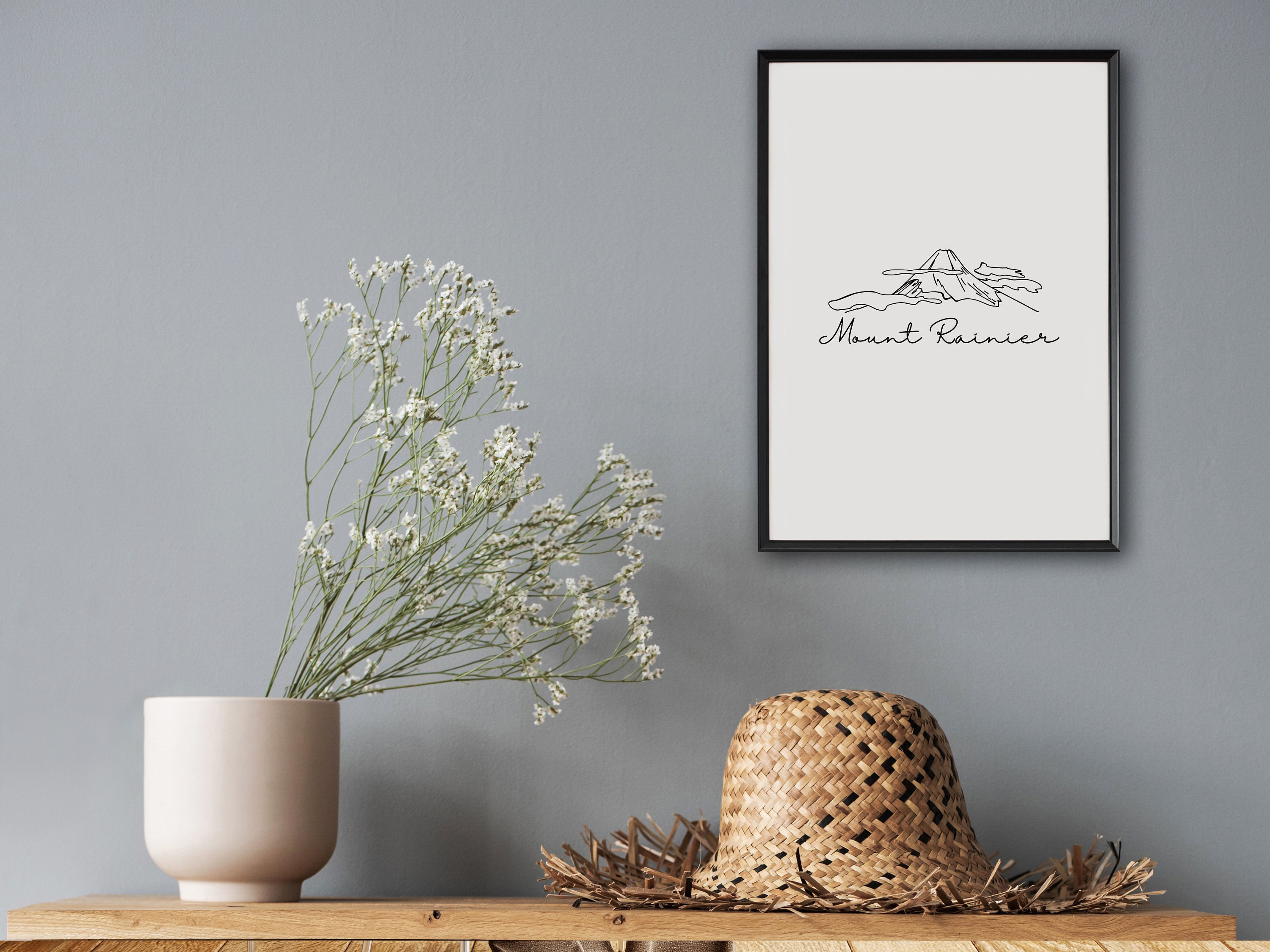 Mount Rainier National Park Printable Wall Art Minimalist - Etsy