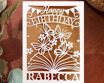 Book Lover Birthday Card SVG: Cricut name Card (Digital Download)