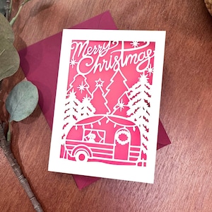Tarjeta de Navidad Camper svg, Tarjeta de Navidad svg, Tarjeta de caravana cricut, Tarjeta de Navidad cricut, Descarga digital instantánea