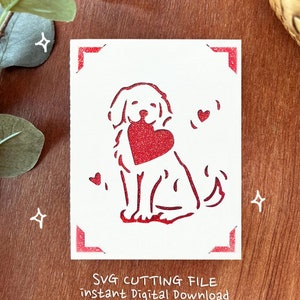 tarjeta golden retriever svg , tarjeta de amante de perros svg, cricut joy dog, corte de archivos para cricut , descarga digital instantánea