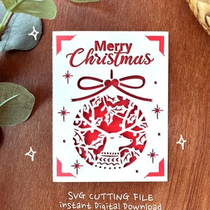 Tarjeta navideña SVG, tarjeta de felicitación de Cricut SVG, plantilla de tarjeta SVG, descarga digital instantánea