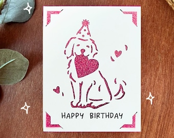 Golden Retriever Birthday Card SVG: Cricut Joy Template (Digital Download)